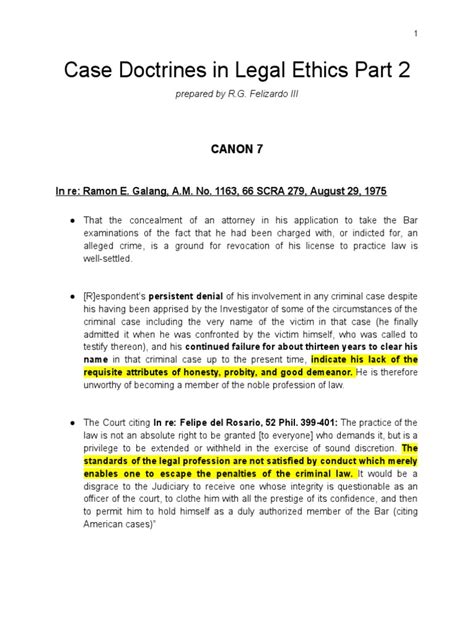 Case Doctrines in Legal Ethics (part II) .